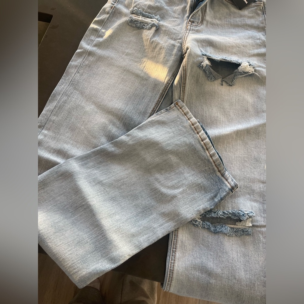 NWT FASHION NOVA SAVANNAH SPLIT HEM BLUE JEANS 5 - Picture 7 of 13
